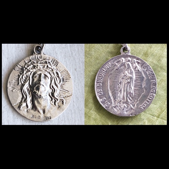 2-Sided 850 Sterling Lady Guadalupe Medal Pendant - Picture 2 of 4